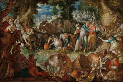 Impression d'affiches Joachim Wtewael Moïse frappant le rocher Toile 60x90cm