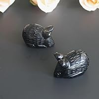 Vista 4 de Figura tallada a mano con piedras preciosas mixtas de rata de ratón, estatua de animales tallada para decoración del hogar, 1.9 pulgadas