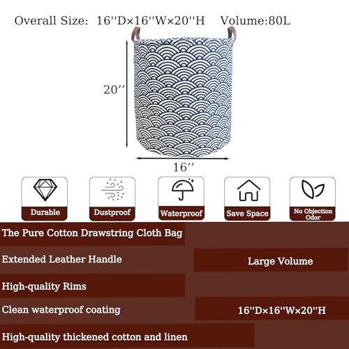 Image of Waterproof Laundry Hamper Collapsible Laundry Basket Leather Handle Laundry Bag Large Clothes Storage Toy Organization for Bathroom Bedroom Laundryroom College Dorms (951-Satisfied laundry hampers)