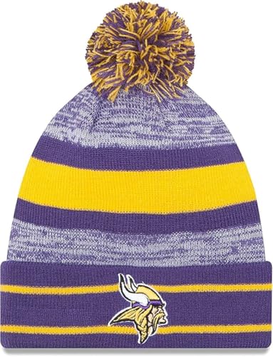 New Era Unisex-Adult NFL Official Sport Knit Classic Cuffed Knit Pom Beanie Hat (Minnesota Vikings)