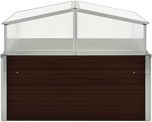Miniatura 2 de Greenhouse Brown 39.4 x 39.4 x 33.5 pulgadas, acero galvanizado, cama de jardín elevada, macetas al aire libre para jardín de hierbas de flores