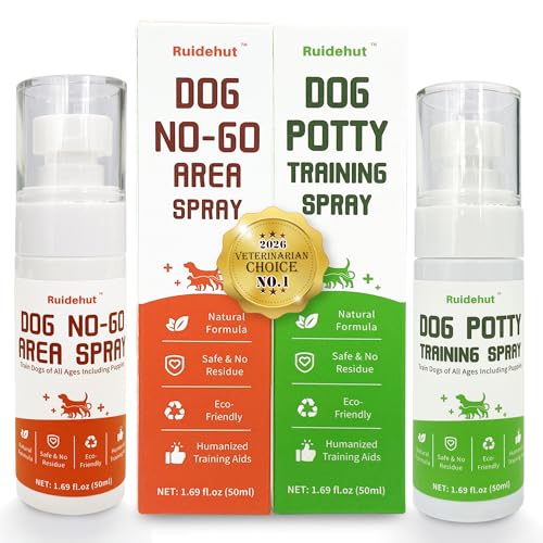 Ruidehut Dog Potty Training Spray & NO-GO Area Spray Safe & Effective Puppy Pee Spray Helps Train Puppies & Dogs Where to Potty Indoor and Outdoor House Training Tool 1.69 Fl Oz Each