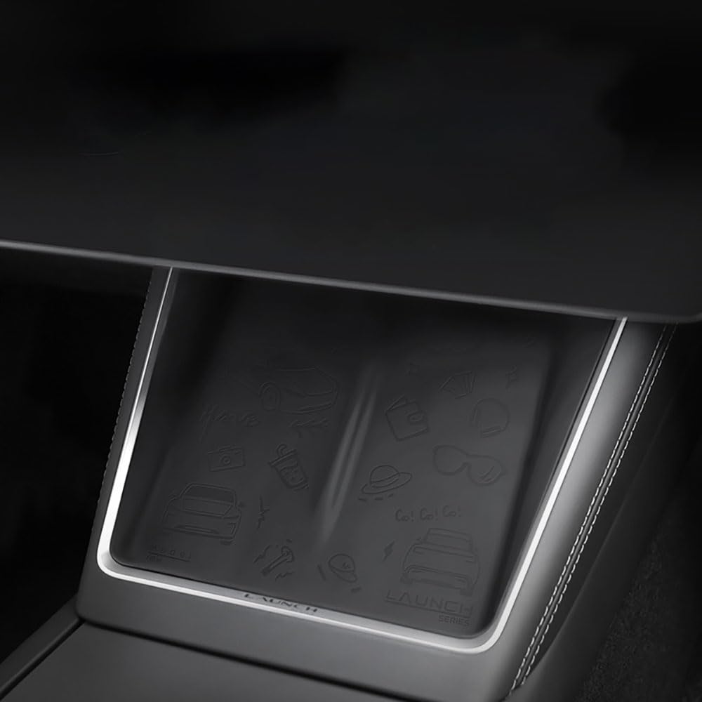 Bezprzewodowa ładowarka konsoli środkowej do Tesla Model 3 Highland 2024-2026 Model Y 2025-2026 obszar ładowania telefonu mata silikonowa antypoślizgowa podkładka silikonowa (czarna)