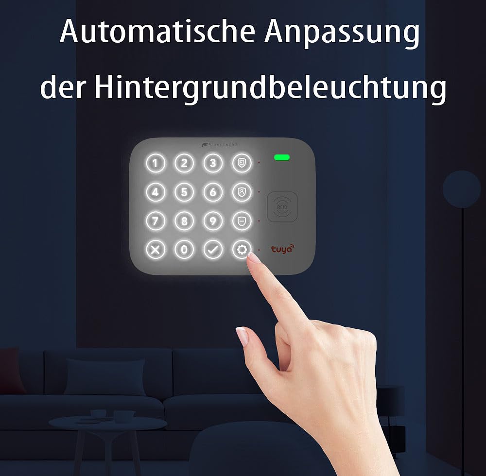 VisorTech Sistema Alarma WiFi: Juego de 6 Piezas Juego de Alarma WiFi, 2X Sensor para Puertas/Ventanas, Detector de Movimiento PIR inalámbrico (con Contacto para Ventana, Kit, Tableta)
