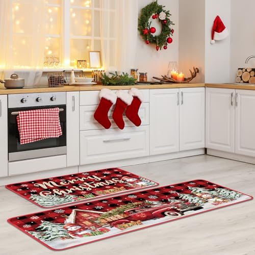 Tapis de cuisine de Noël antidérapant grand format écossais - 5