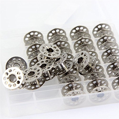 Yontree 25 Pcs Canettes Bobine Navette Fil + Boîte Rangement Pour Machine à Coudre (métal) Cover