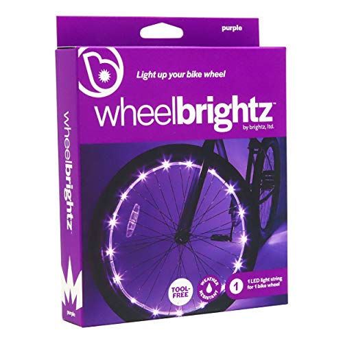 Wheelbrightz LED Bicycle Wheel Lights, Purple â€“ For 1 Wheel â€“ Bright, Colorful Light for Bikes â€“ Fits Front or Rear Tire â€“ Weather-Resistant Tube with Battery Pack â€“ For all Ages â€“ Kids, Teens, Adults