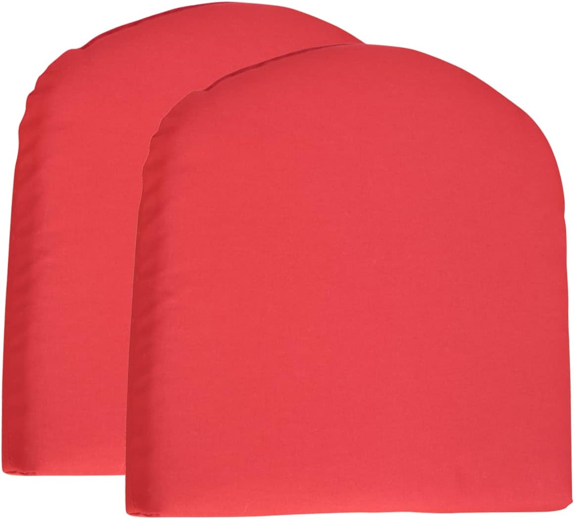 Patio Chair Seat Cushions, Contoured Seat Pads for Indoor/Outdoor Dining Wicker Chair 18 x 18 x 2.5 Inch, Bright Red