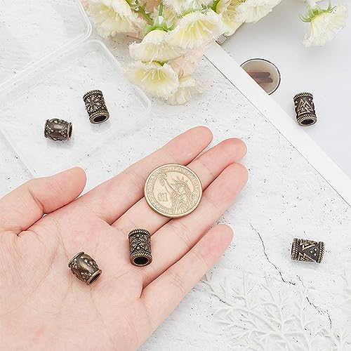 UNICRAFTALE 6Pcs 3 Styles Paracord Bead Stainless Steel European Beads Large Hole Beads Spacer Beads Column Beads with Bear Paw Print Helm of Awe Valknut Metal Beads for Jewelry Making - Image 2