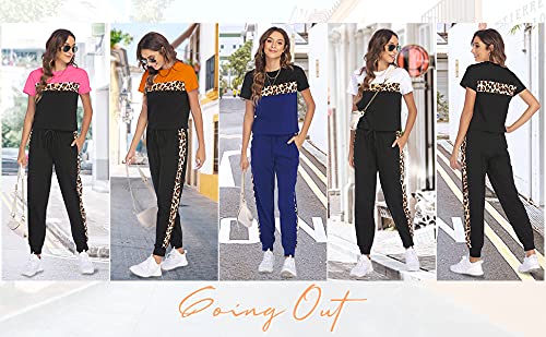 Hotouch Womens Loungewear Sets 2 Piece Comfy Lounge Sweatsuits Pajamas Sets With Jogger Sweatpants, Leopard-White S #TOP5