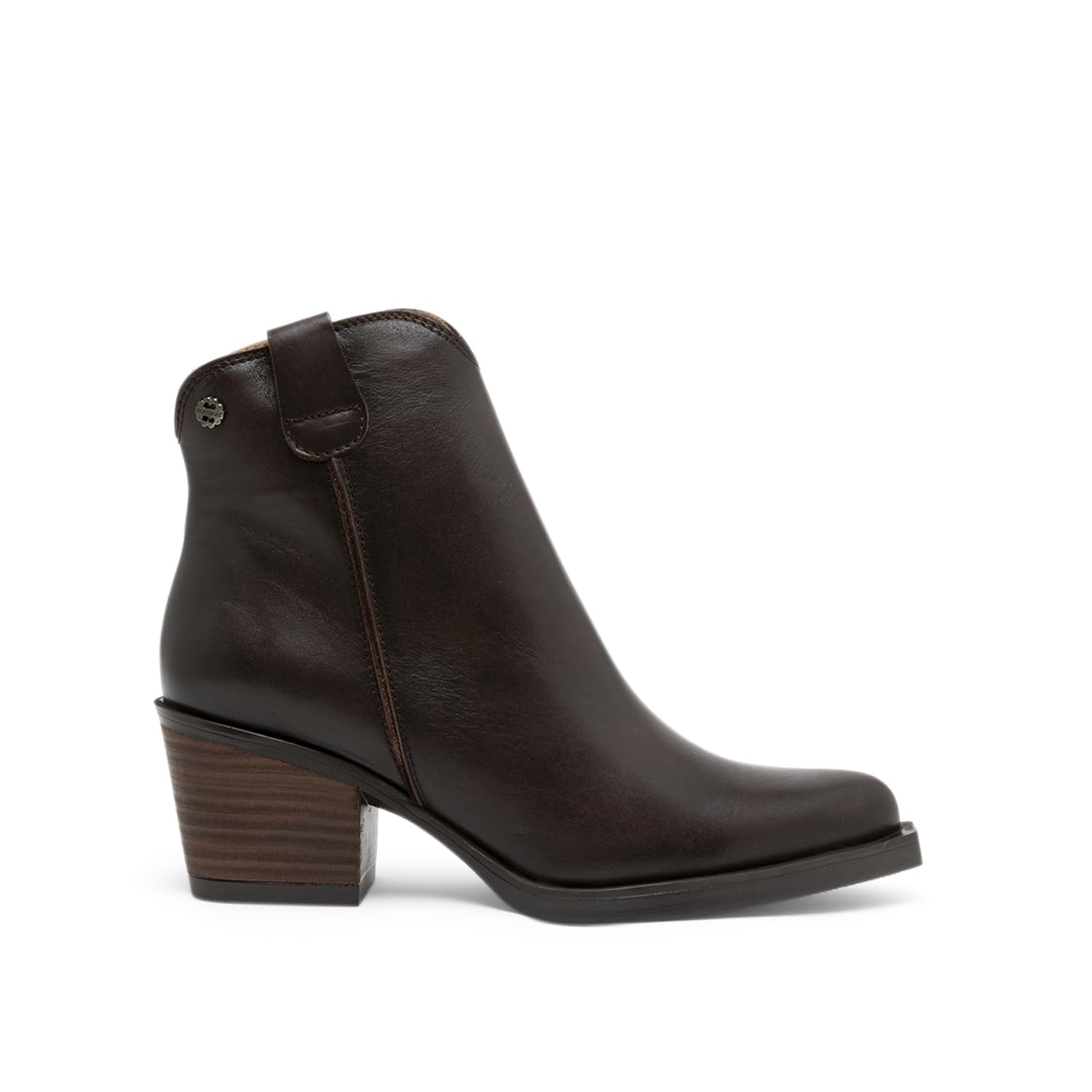 Porronet Botines Cowboy De Piel Moka Con Cremallera Frida