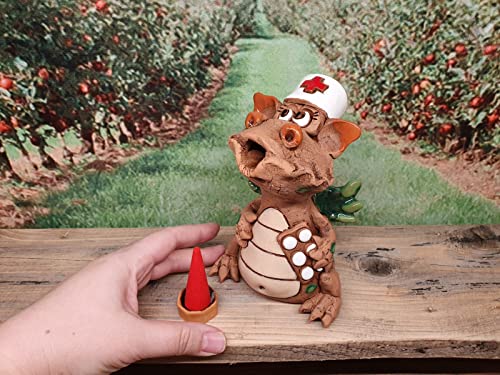 Ukrainisches Kunsthandwerk® Räucher Dino Keramik/Räucherdrache...