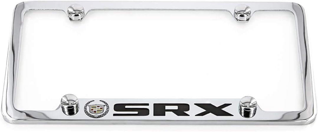 Cadillac SRX License Plate Frame (4 Hold/Brass, Chrome/Bottom Engraved)