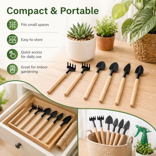 Juego de herramientas de jardinería mini 8 piezas miniatura 4