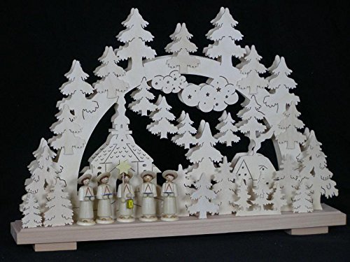 Arche de Noël électrique en bois non peint avec figurines 50x34cm