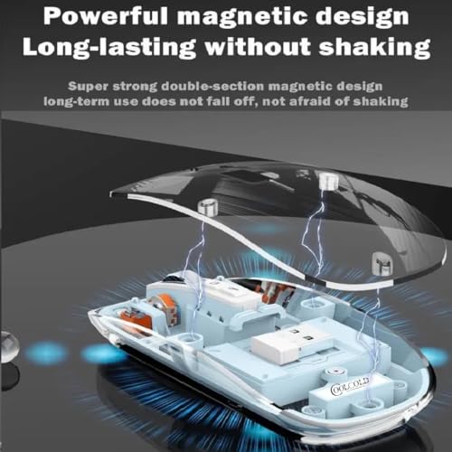 Image of COOLCOLD Rechargeable Wireless Mouse | Dual Mode 2.4GHz & Bluetooth | Silent Click, Transparent Body, RGB Lighting, Battery Indicator | Dual Bluetooth for Laptop, Mac, Windows PC & Computer