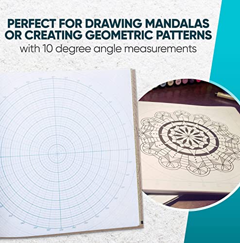 Koala Tools - Circular Grid Sketchbook With Polar Coordinate Graph Paper, Polar Grid For Circular Designs, Mandala, And Geometric Patterns, 8.5 X 8.5 Inches, 60 Pages - Pack Of 1 #TOP4