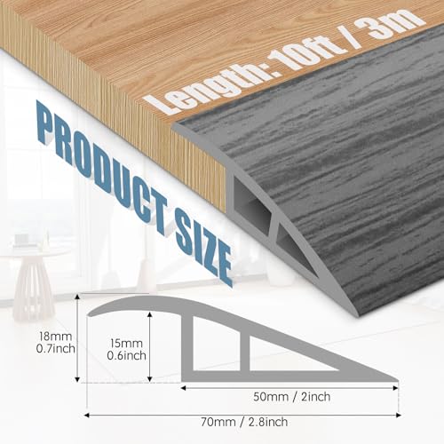 Image of Floor Transition Strip Door Threshold 118 inch Floor Transition Reducer Trim on The Edges Threshold Strip Self Adhesive Suitable for Doorways, Tiles, Carpet