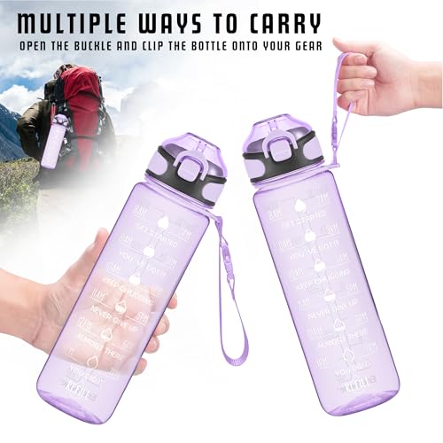 Image of Enerbone 32 oz Water Bottle with Times to Drink and Straw, Motivational Drinking Water Bottles with Carrying Strap, Leakproof BPA & Toxic Free, Ensure You Drink Enough Water for Fitness Gym Outdoor