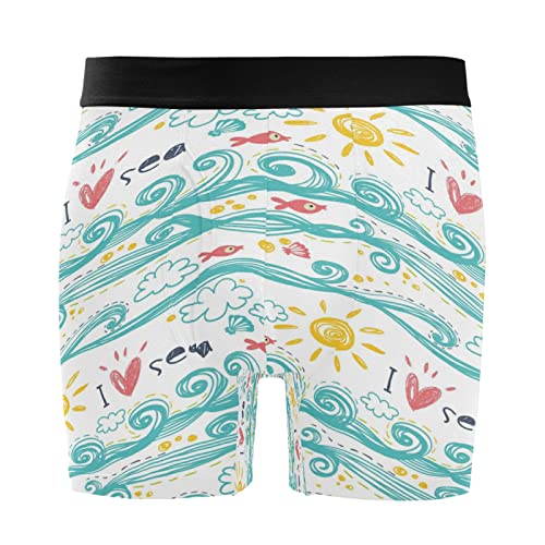Bóxer para hombre cómodos con olas y sol calzoncillos elásticos de descanso diario