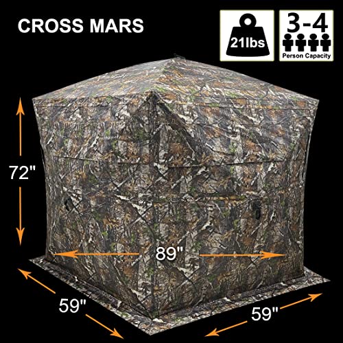 Upgraded 3-4 Person 288 Degree See Through Ground Camouflage Portable Hunting Blind - Image 5