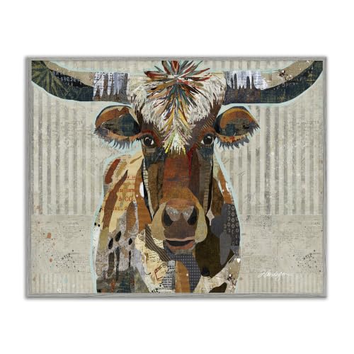 Farm Cattle Striped Collage, 24 x 30 Inch Framed Giclée Print