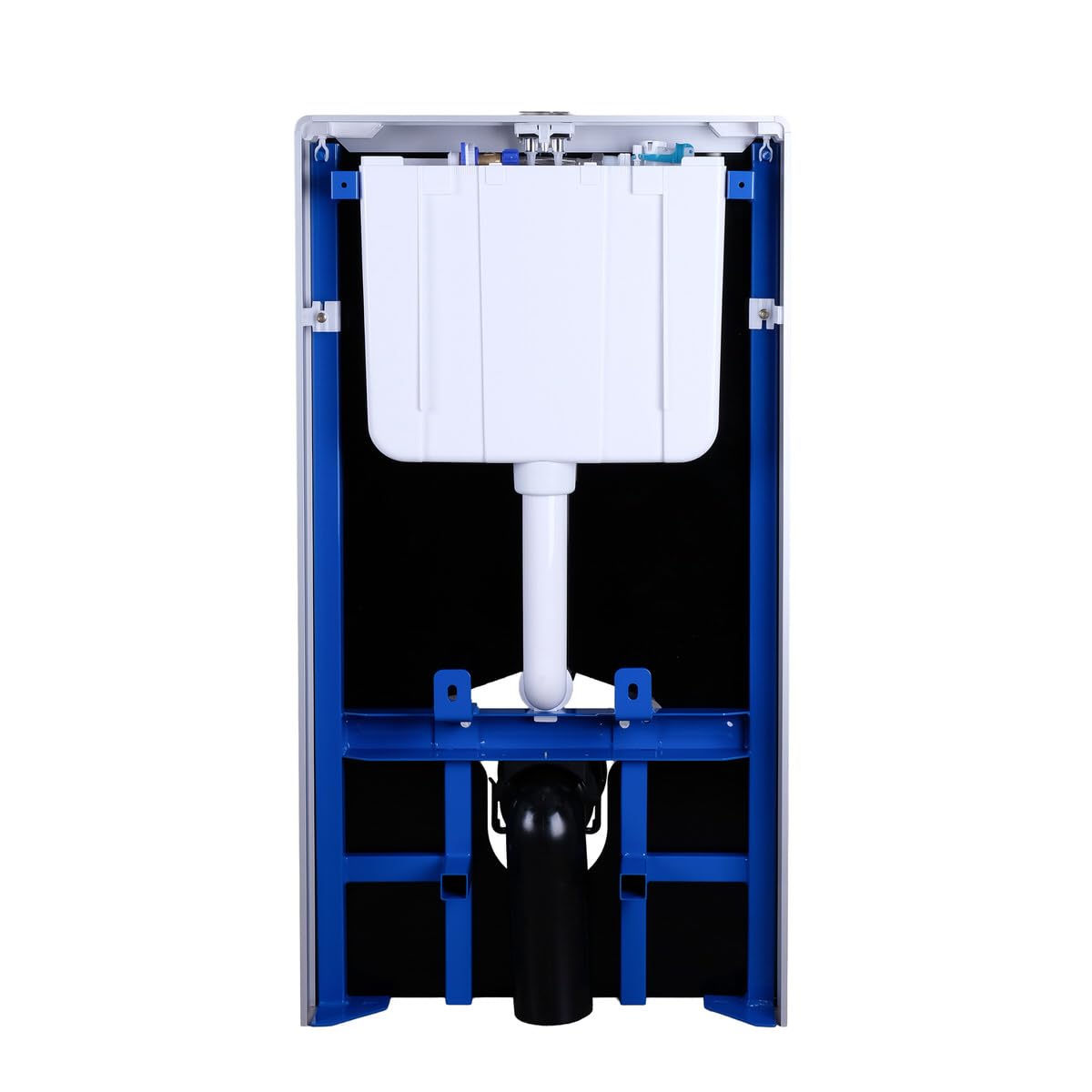 Belvit Sanitärmodul Schwarzglas Aufputz Vorwandelement für Wand WC, ESG Glas Front 8 mm, integrierter Spülkasten mit 2 Mengen Spülung, vormontiertes WC Modul für Badezimmer, Höhe 100 cm, Schwarz