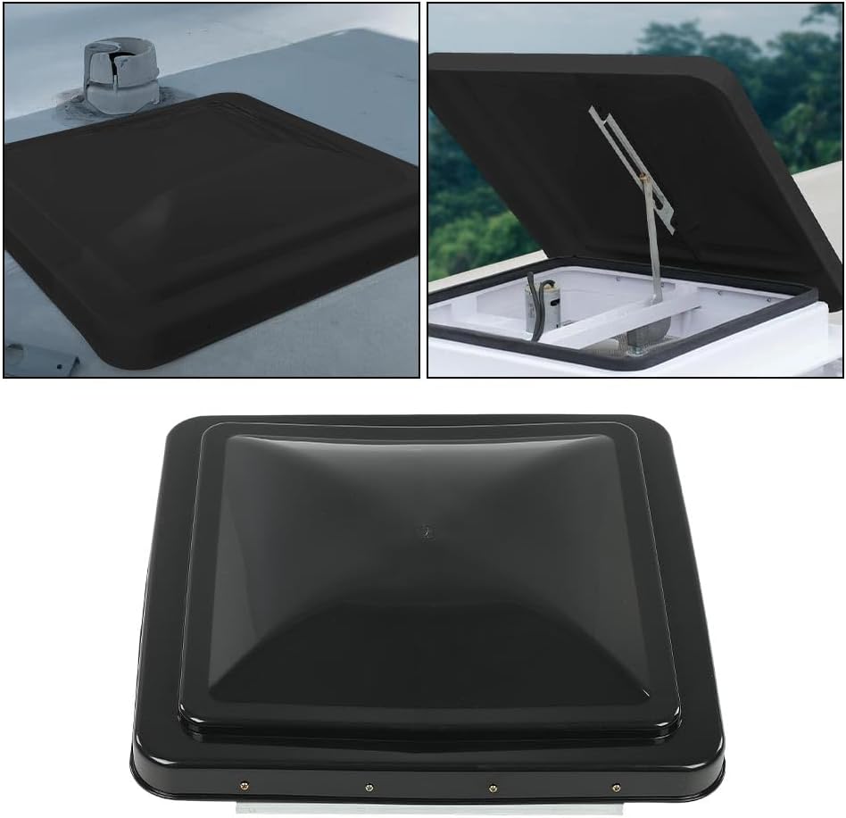 G-PLUS 14" x 14" Replacement Roof Vent Cover Camper RV Trailer Fit for Ventline pre-2008 and Elixir Style Pin 1994 and Newer Black 3pcs Accessories is not assembled