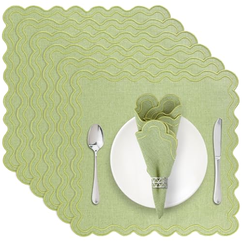 Set de 6 Servilletas de Tela Bordadas Verdes 40x40 cm miniatura 1
