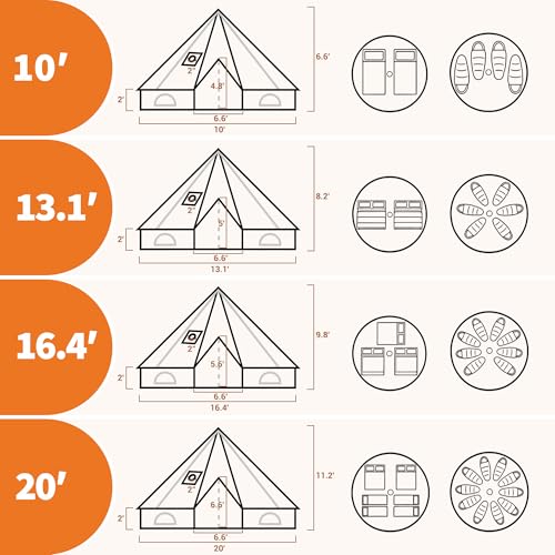 Carpa Bell Canvas beige 4 personas 4 estaciones 3 m miniatura 2