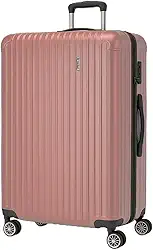 Mala de Viagem Holysun, Rígida, 4 Rodas Giratórias (Rosa, Grande)