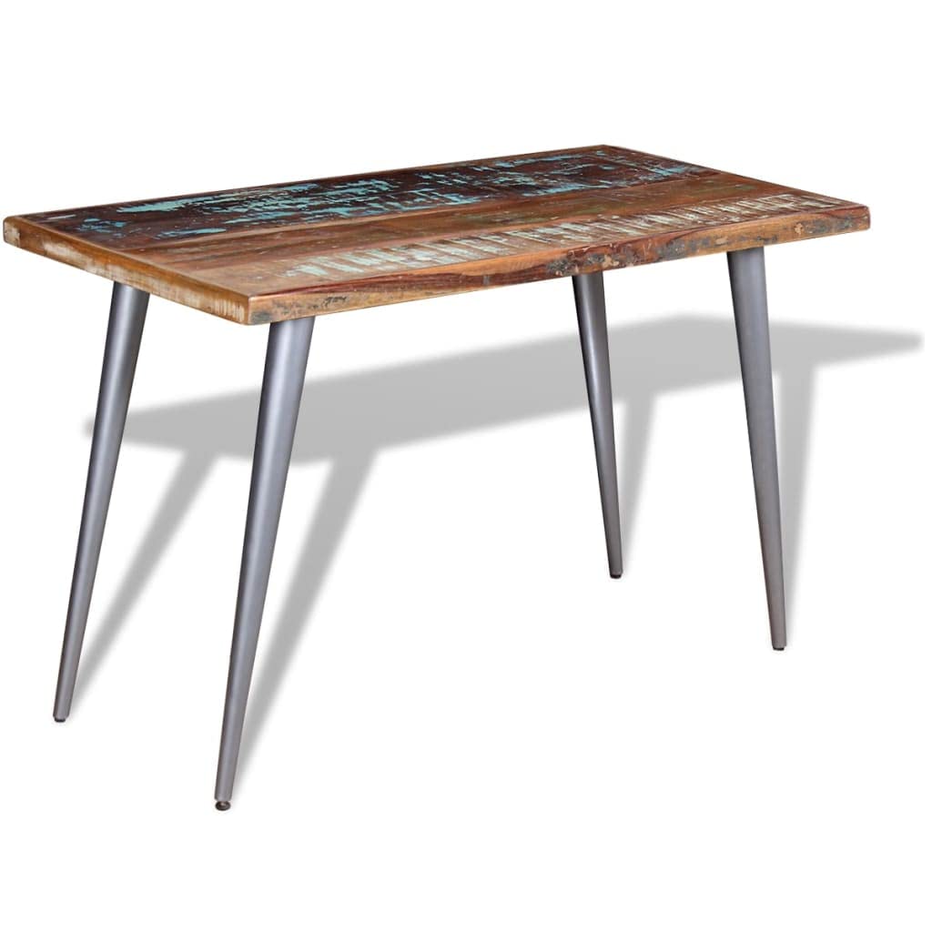 Table de salle à manger en bois massif recyclé et pieds en acier