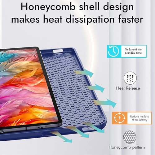 Image of TGK Case for Lenovo Idea Tab Pro 12.7 Inch 2025 TB-373FU TB-375FC Tablet Trifold Smart Stand Cover (Blue)