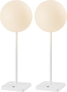JONATHAN Y Allie 17.5" Rechargeable Cordless LED Lamp, White, Set of 2