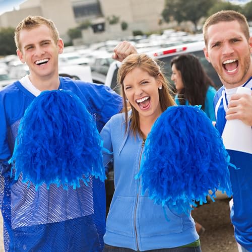 18PCS Cheerleading Pom Poms Plastic Cheerleader Pom Poms for Sports Squads Dancing Party Football Basketball Spirit Sports Stage Performance Celebration (Blue) - Image 3