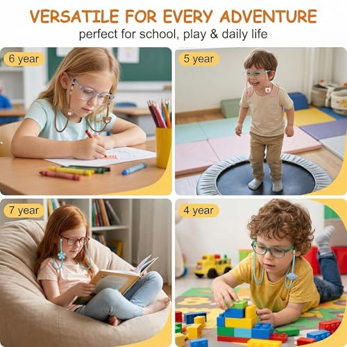 SWYZOR 4er Pack Brillenbänder für Kinder, Brillenband Kinder, Brillenband Sport Kinders Silikon Brillenbänder, Einstellbar Rutschfester Silikon Sonnenbrillen Band Brillen Kordel Halter