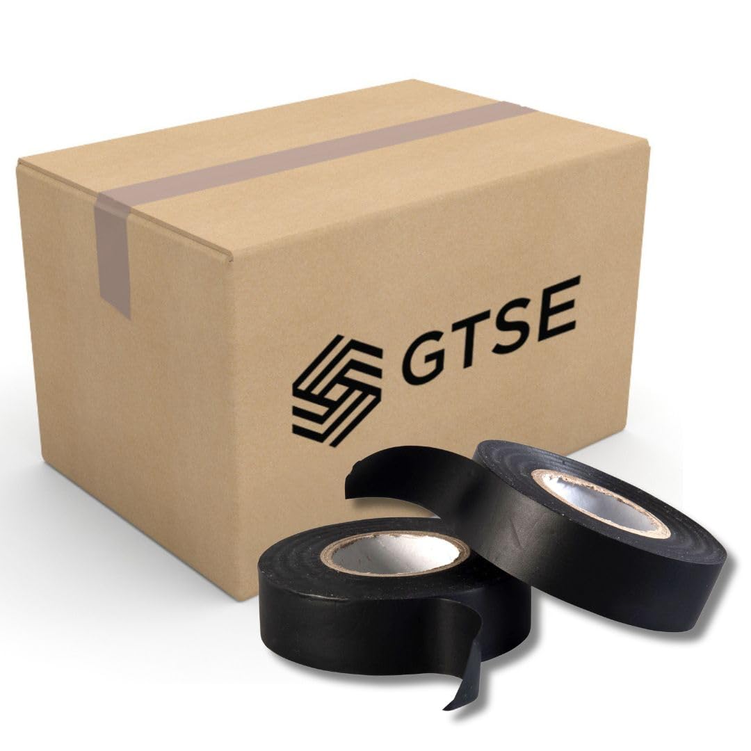 GTSE Black Electrical Tape, 19mm x 20m, Bulk Box of 100 Rolls, Strong Self-Adhesive PVC Insulation Tape for Insulating, Repairing and Protecting Electrical Wires