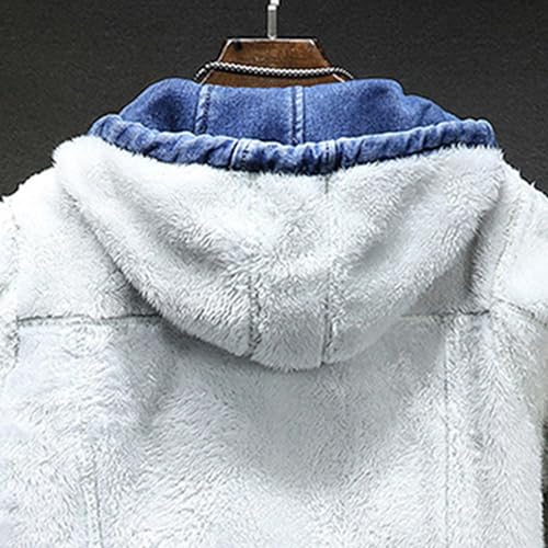 Hoodie Jean Jacket for Men Long Sleeve Slim Fit Casual Denim Jacket Distressed Trucker Outwear with Hood4