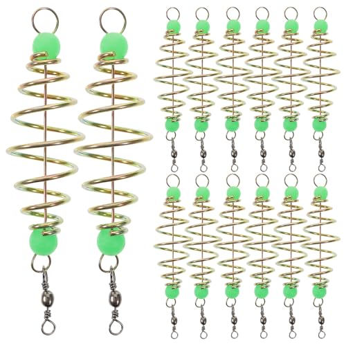 Veemoon 36 PCS Carp Bait Cage, 3.54 Inch Fishing Bait Holder Feeder Basket with Luminous Bead Olive Shape Fish Accessories for Anglers Freshwater and Saltwater Fishing