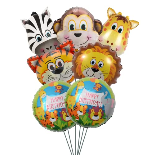 Image of Party Decorz Jungle /Safari /Zoo Animal Theme Foil Balloon Set Of 22 Pcs(5pcs Animal Small Foil Balloon+ 2pcs Round Foil Balloon + 15pcs Metallic Balloon)For Kids Safari /Zoo /Jungle Animal Theme Birthday