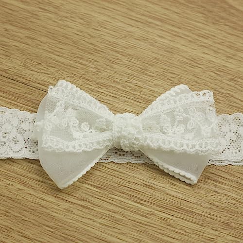 Nihao Baby Off White Lace Baptism Headband Christening Hair Accessories (0-6 months,B-Off White Lace Bow)4