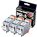 Canon PGI-5Bk 3 Pack Compatible Inkjet Cartridge w/ Chip for Pixma MP500 MP530 MP600 MP800 iP4-Black
