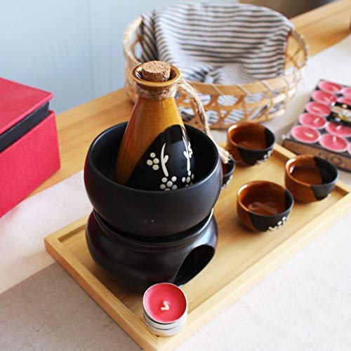 Amazon.co.jp: 陶磁器酒セット(ウォーマー付き)酒釜1杯、カップ4杯、酒