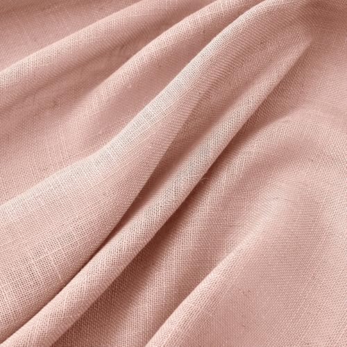 MIULEE Blush Pink Short Linen Curtains 45 Inch Length 2 Panels for Girls Bedroom Nursery, Soft Thick Linen Textured Window Drapes Semi Sheer Light Filtering Back Tab for Kids Bathroom Light Pink
