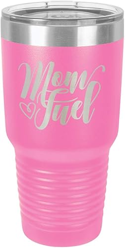 MOM FUEL PINK Vaso de bebida de 30 oz con pajita Taza de viaje grabada con láser con citas divertidas Comparar con Yeti Rambler Idea de regalo
