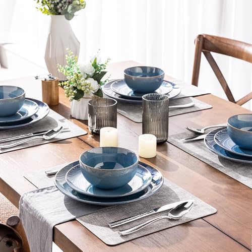 Image of GBHOME Dinnerware Sets For 8, 24Pcs Stoneware Plates and Bowls Sets, Dishwasher&Microwave Safe