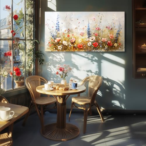 SERIMINO Modern Wildflower Wall Art, Rustic Botanical Floral Extra Large Artwork, Flower Market Canvas Art Prints, Nature Plant Wall Pictures for Living Room Dining Room Farmhouse Cottage 30X60 Inch