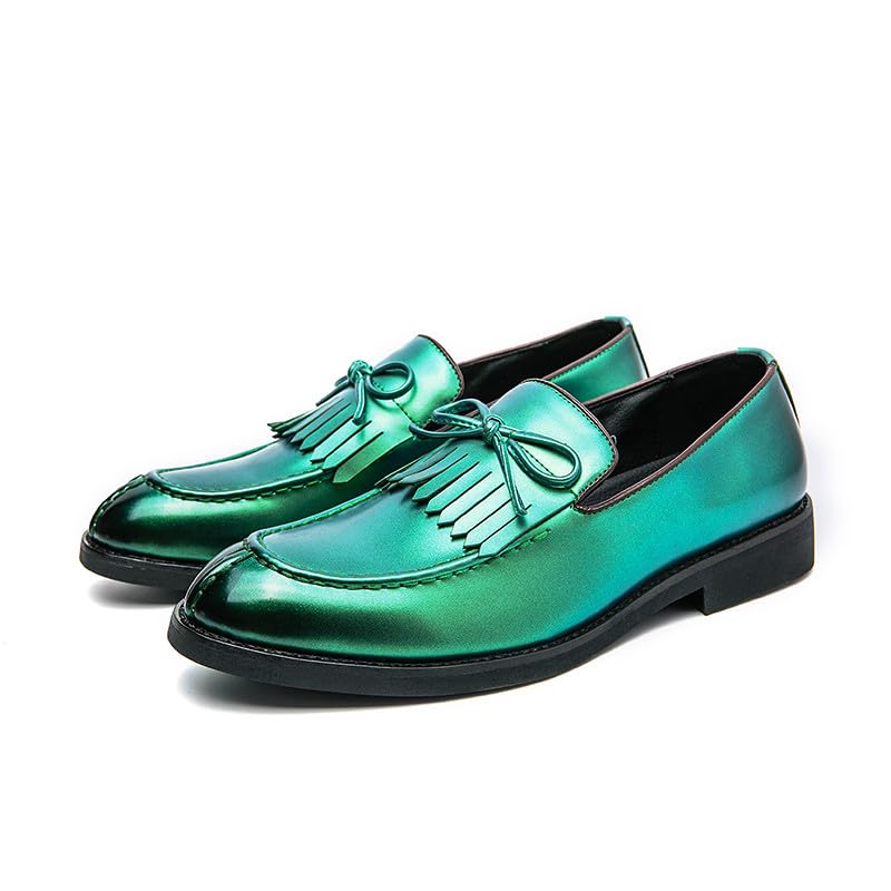 Santimon Men's Moc Toe Kiltie Bow Slip-on Loafers with Matte Finish Comfort Walking Dress Driving Moccasins Casual Boat Shoes4