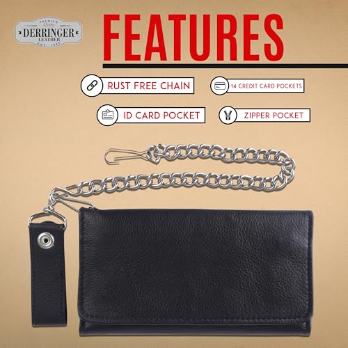 Men's Biker Wallet with Chain - Genuine Leather Trifold Wallet for Motorcycles and Trucks, Durable and Stylish Chain Wallet with Card Slots, Coin Pocket, and Cash Compartments4