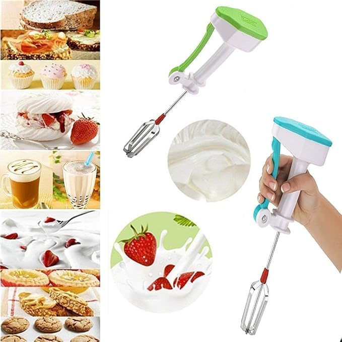 Milindi Sales Hand Blender | Milk Lassi Maker | Hand Press Mixer with Steel Blades | Egg Beater | Hand Mixer for Coffee-Lassi-Cream-Soup-Butter Milk | Hand Blender for Kitchen | Multicolor 1